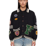 Cardigan con patch e colletto stile polo Varsity multicolore 
