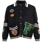 Cardigan con patch e colletto stile polo Varsity multicolore 