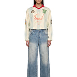 Jeans a gamba ampia in celeste 