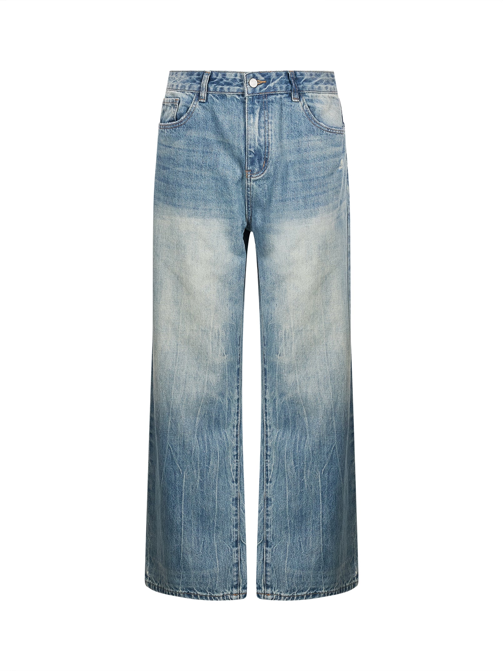 Jeans a gamba ampia in celeste 