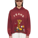 Felpa con taglio grezzo e ricamo in ciniglia in rosso Found - unisex 