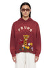 Felpa con taglio grezzo e ricamo in ciniglia in rosso Found - unisex