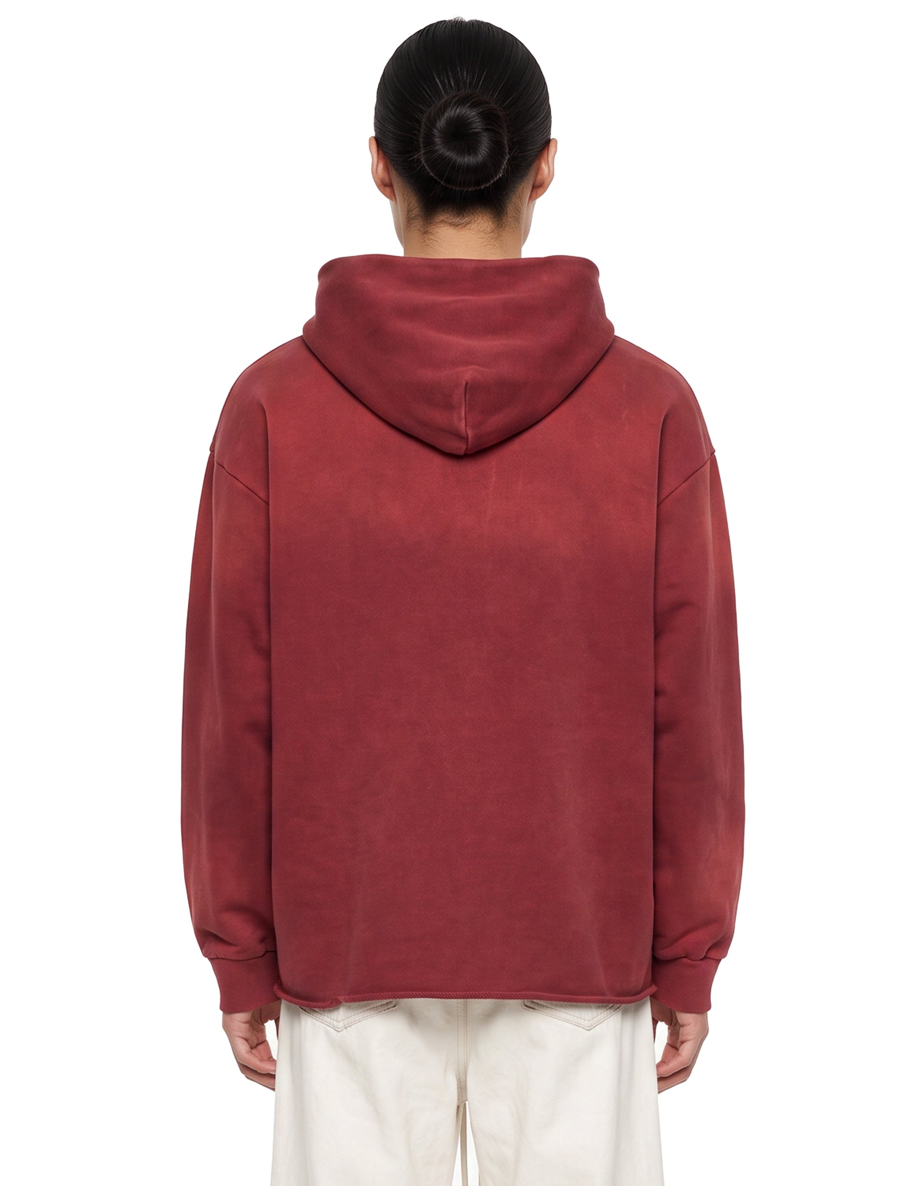 Felpa con taglio grezzo e ricamo in ciniglia in rosso Found - unisex 