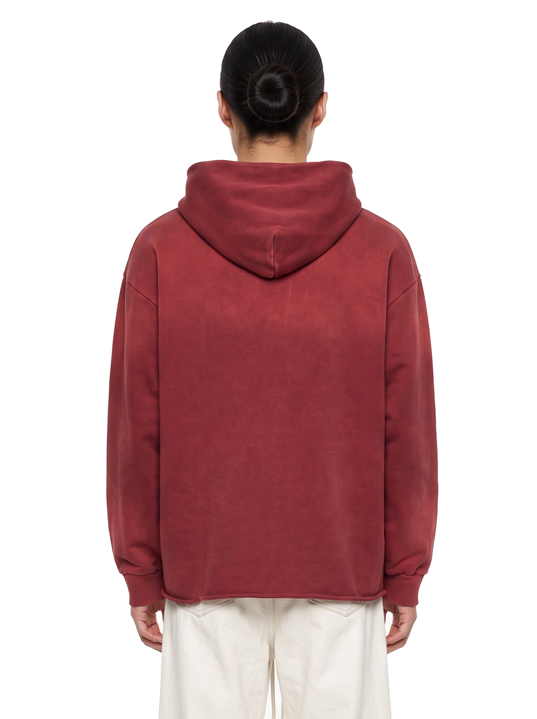 Felpa con taglio grezzo e ricamo in ciniglia in rosso Found - unisex 