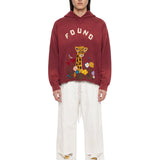 Felpa con taglio grezzo e ricamo in ciniglia in rosso Found - unisex 