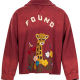 Felpa con taglio grezzo e ricamo in ciniglia in rosso Found - unisex 
