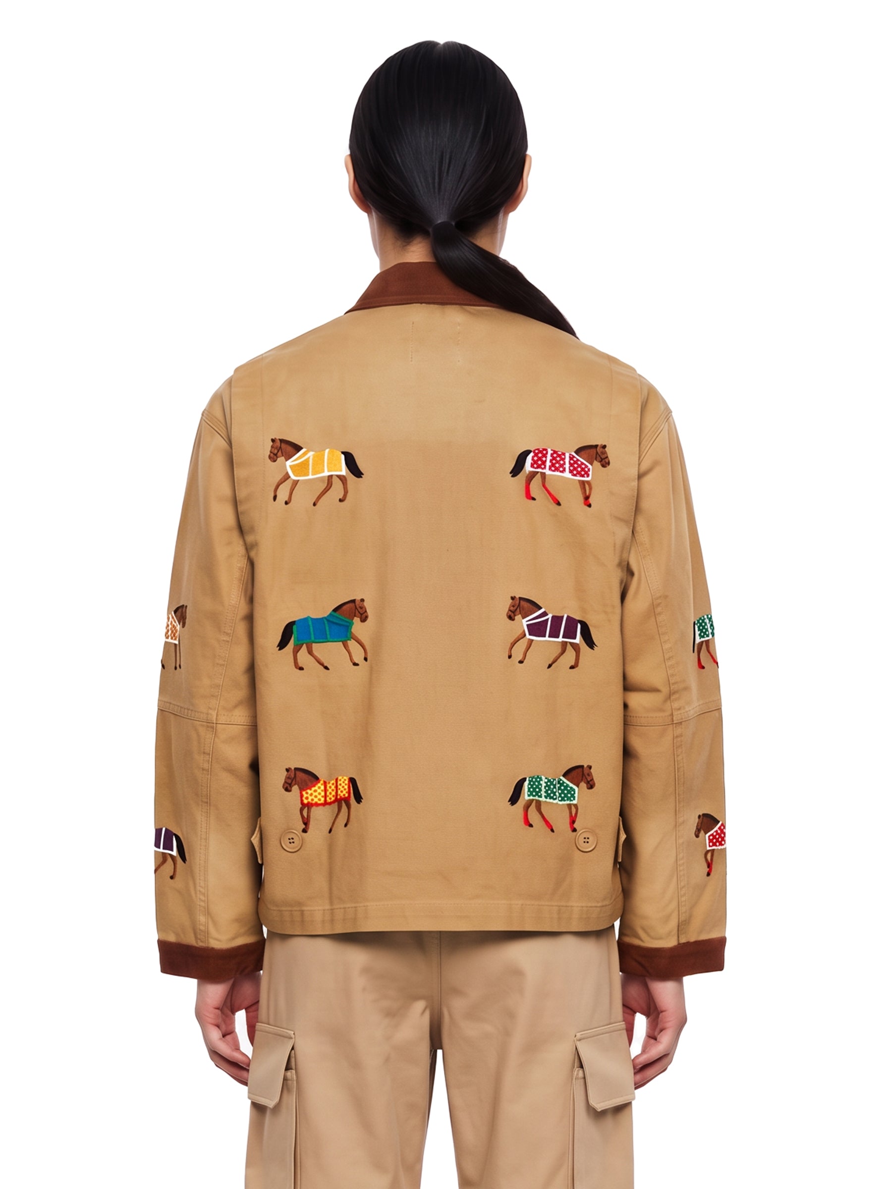 Giacca con ricami lariat horse in beige 