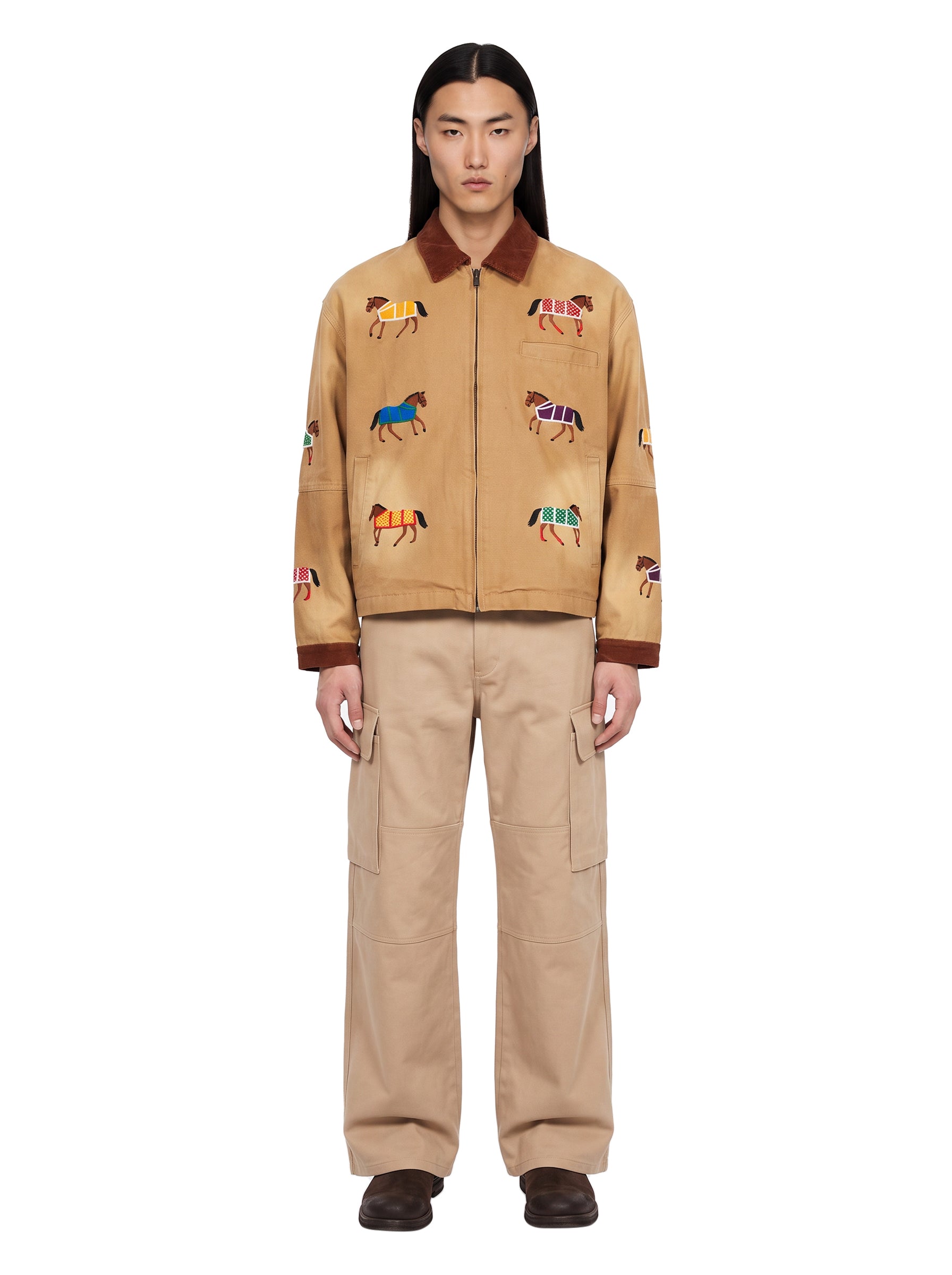 Giacca con ricami lariat horse in beige 