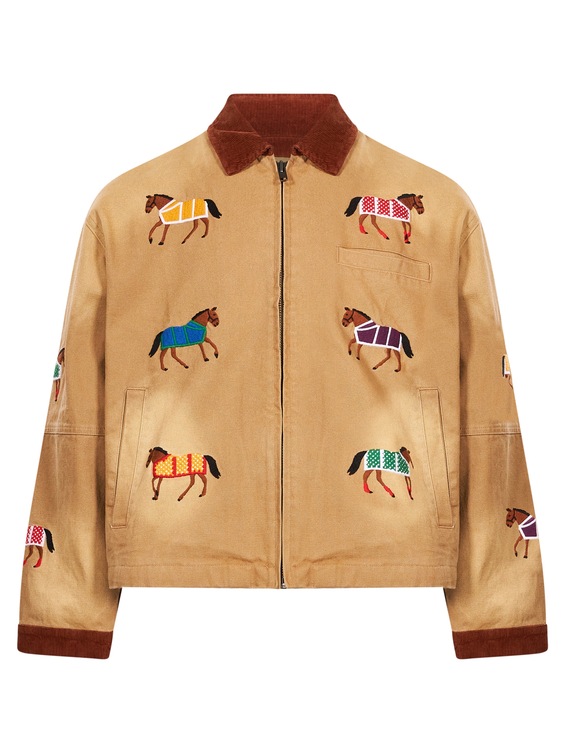 Giacca con ricami lariat horse in beige 