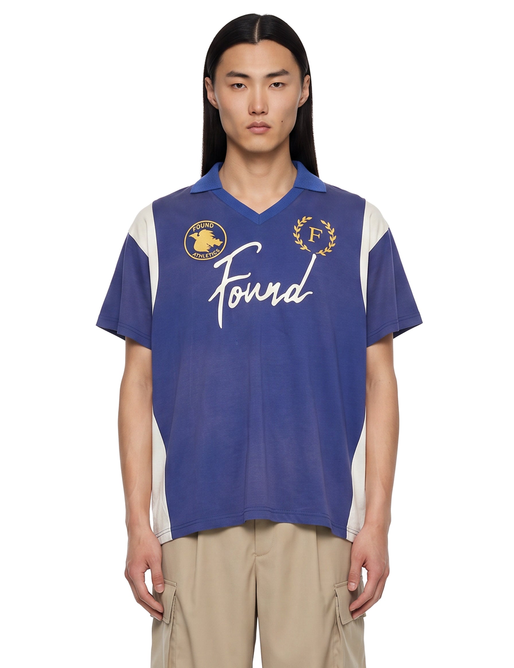 T-shirt Premier League in bianco e blu 