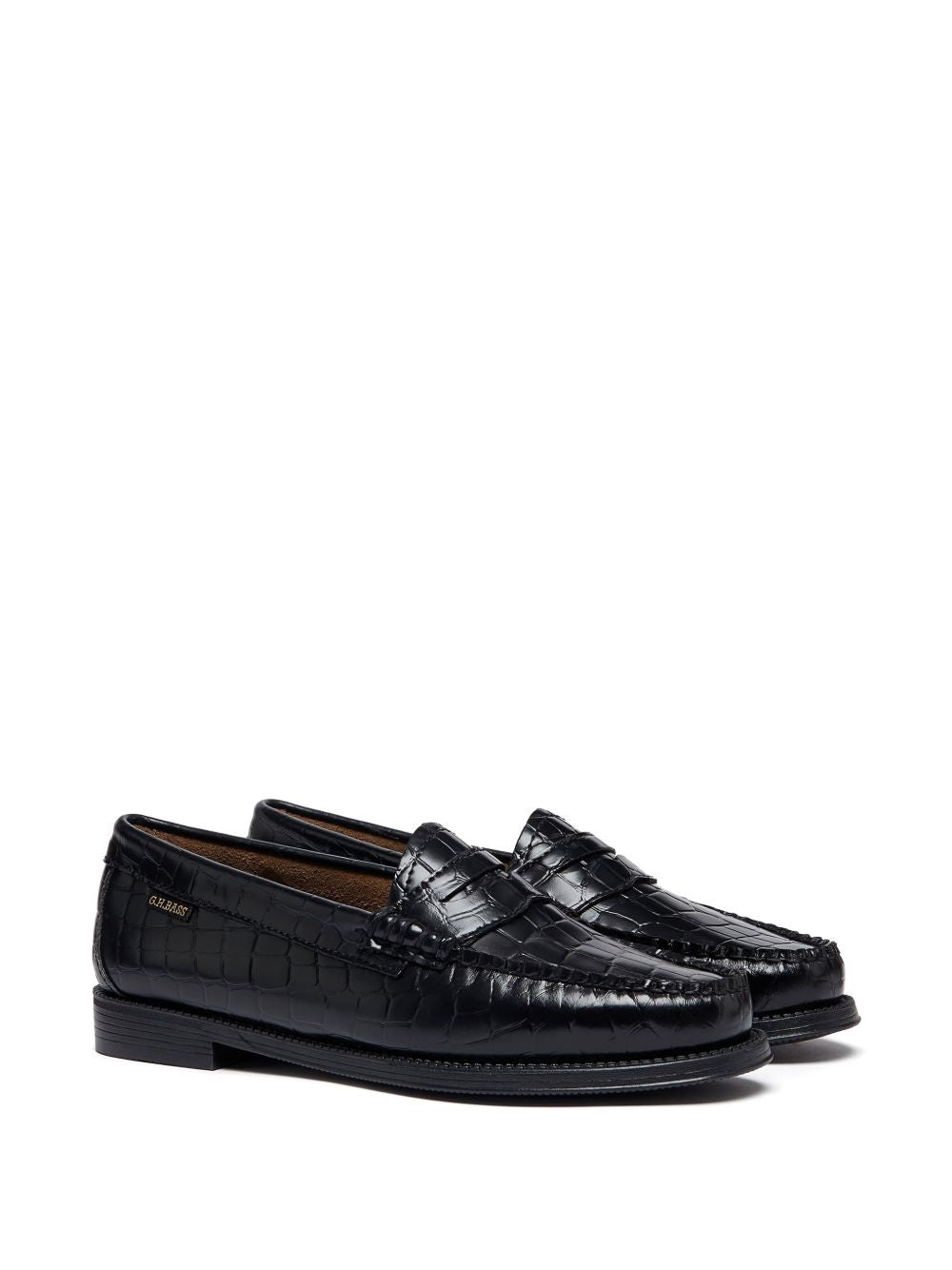 Mocassini Weejuns Penny croco in nero 