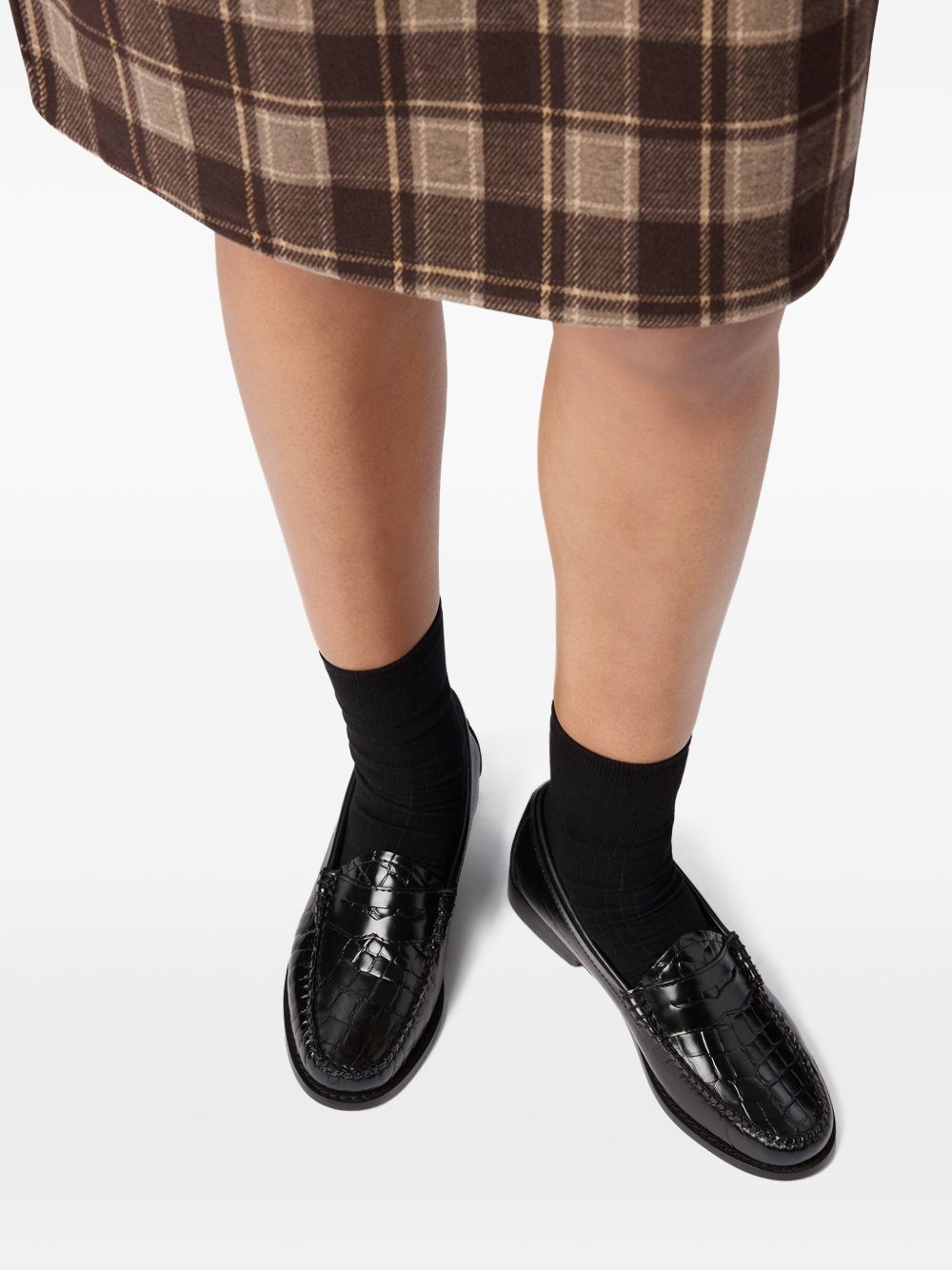 Mocassini Weejuns Penny croco in nero 