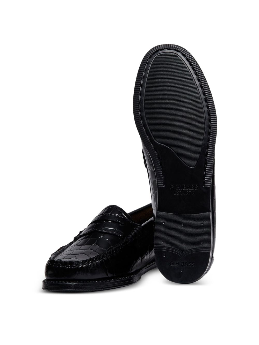 Mocassini Weejuns Penny croco in nero 