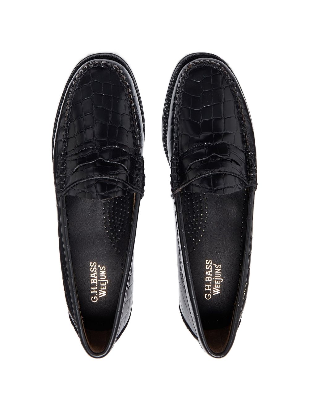 Mocassini Weejuns Penny croco in nero 
