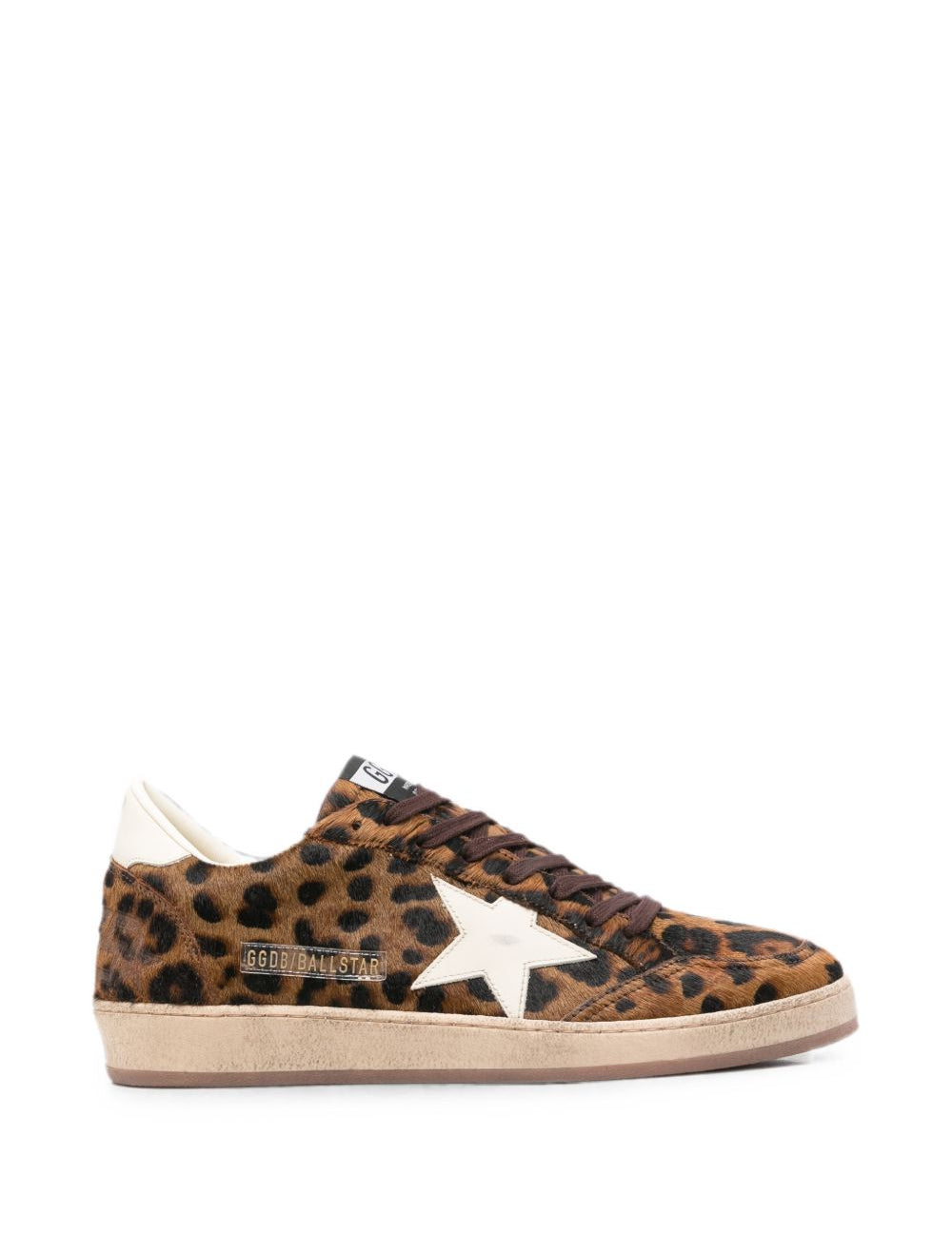 Sneakers ball star con stampa leopardata in marrone Golden goose - uomo 