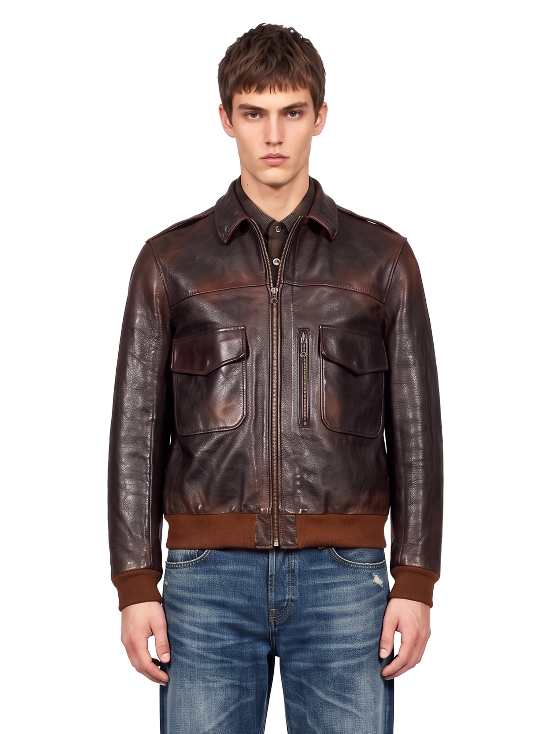 Bomber Journey in pelle marrone 