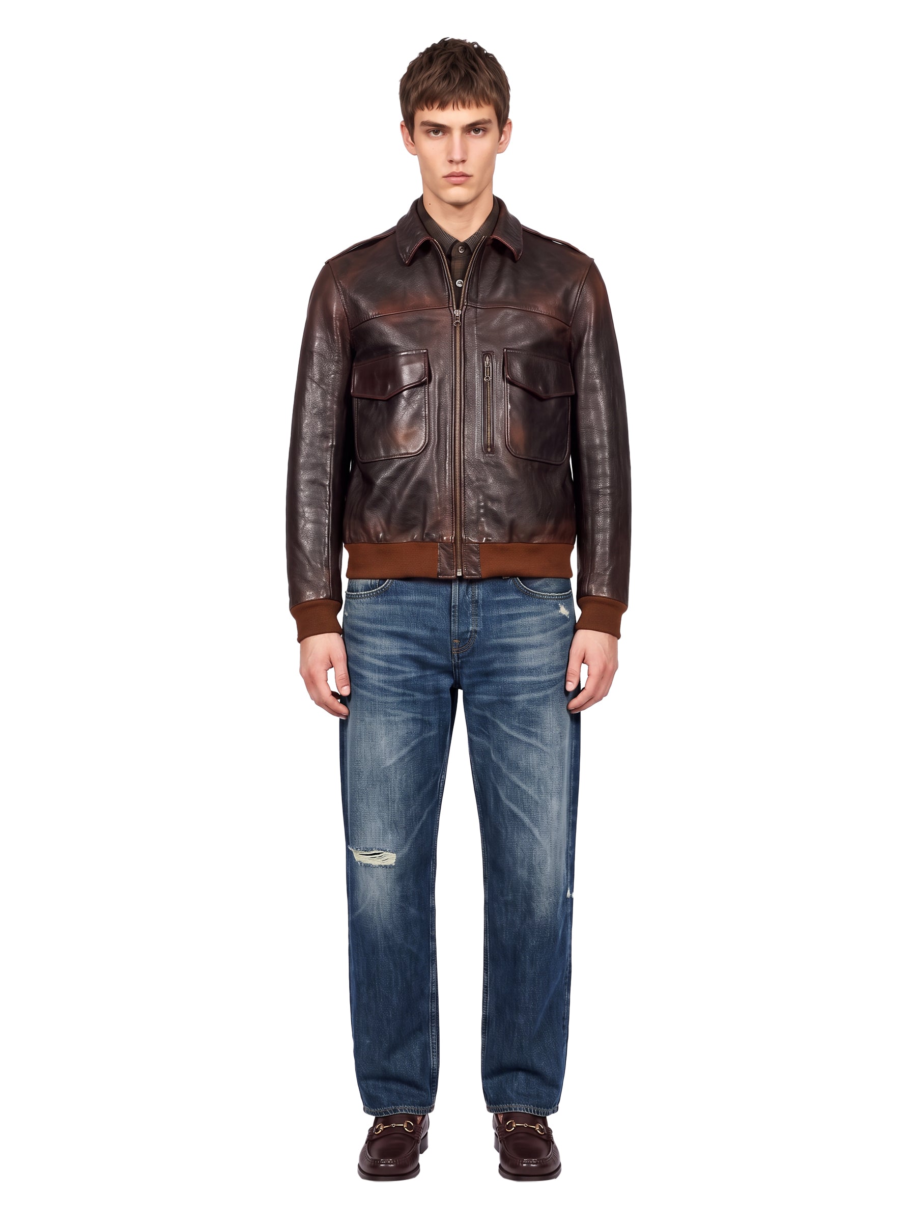 Bomber Journey in pelle marrone 