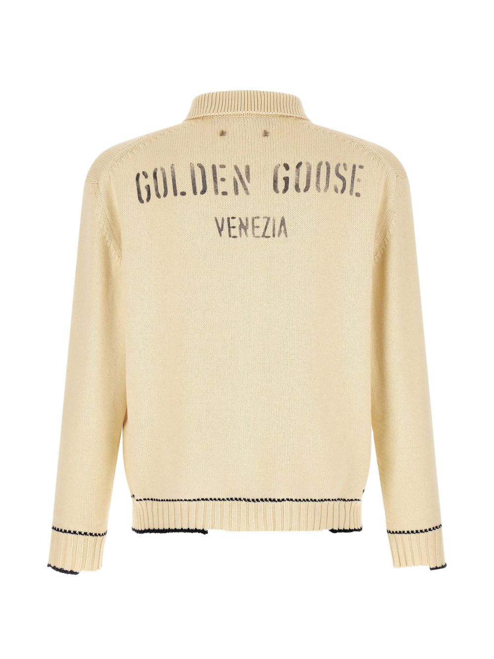 Maglione con colletto stile polo in beige 
