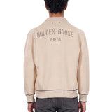 Maglione con colletto stile polo in beige 