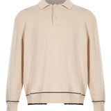 Maglione con colletto stile polo in beige 