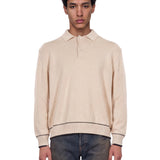 Maglione con colletto stile polo in beige 