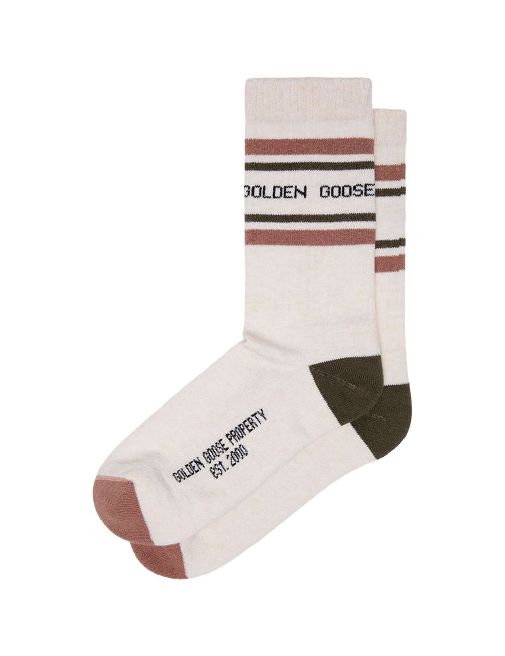 Calzini con logo in beige 