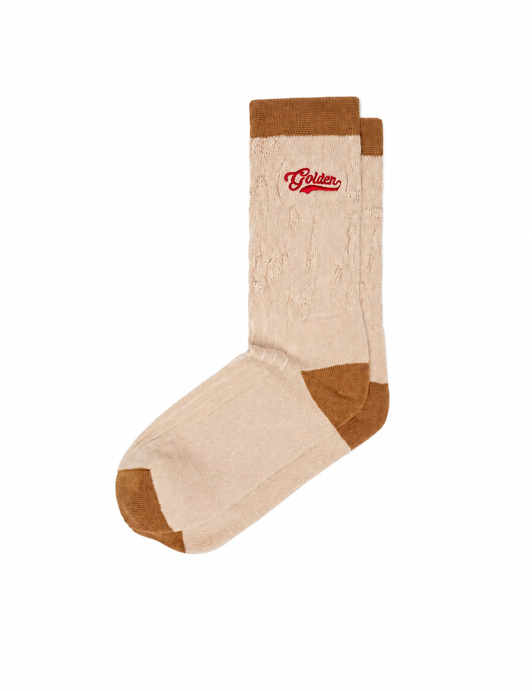Calzini con logo a coste in beige 
