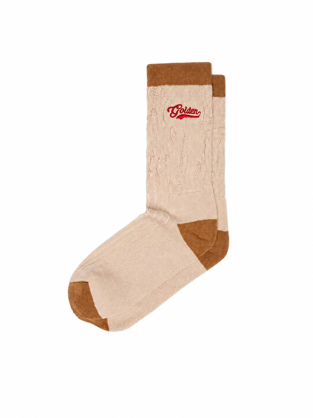 Calzini con logo a coste in beige 