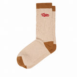 Calzini con logo a coste in beige 