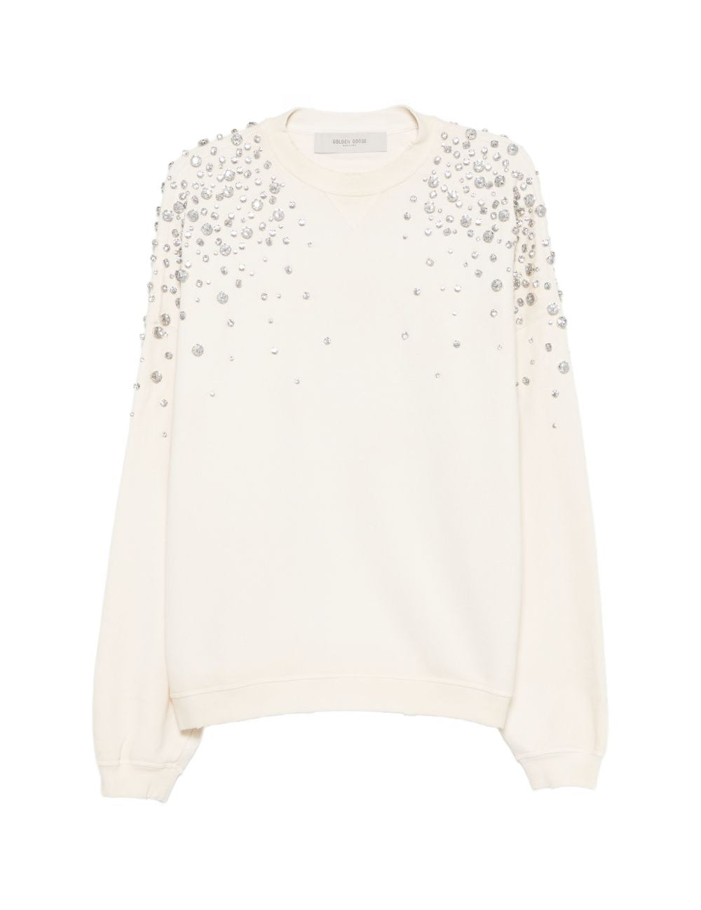 Felpa Star con cristalli in cotone bianco 