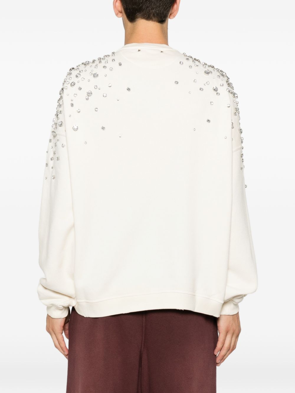 Felpa Star con cristalli in cotone bianco 