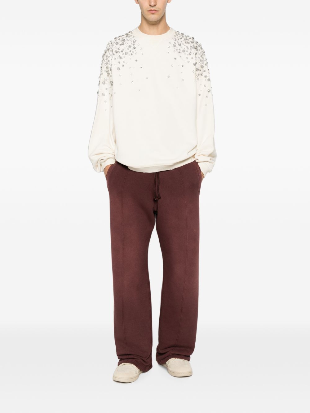 Felpa Star con cristalli in cotone bianco 