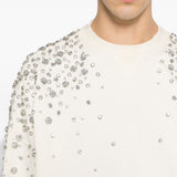 Felpa Star con cristalli in cotone bianco 
