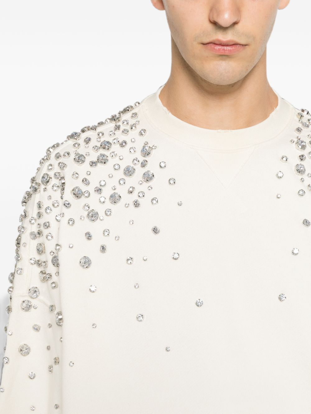 Felpa Star con cristalli in cotone bianco 