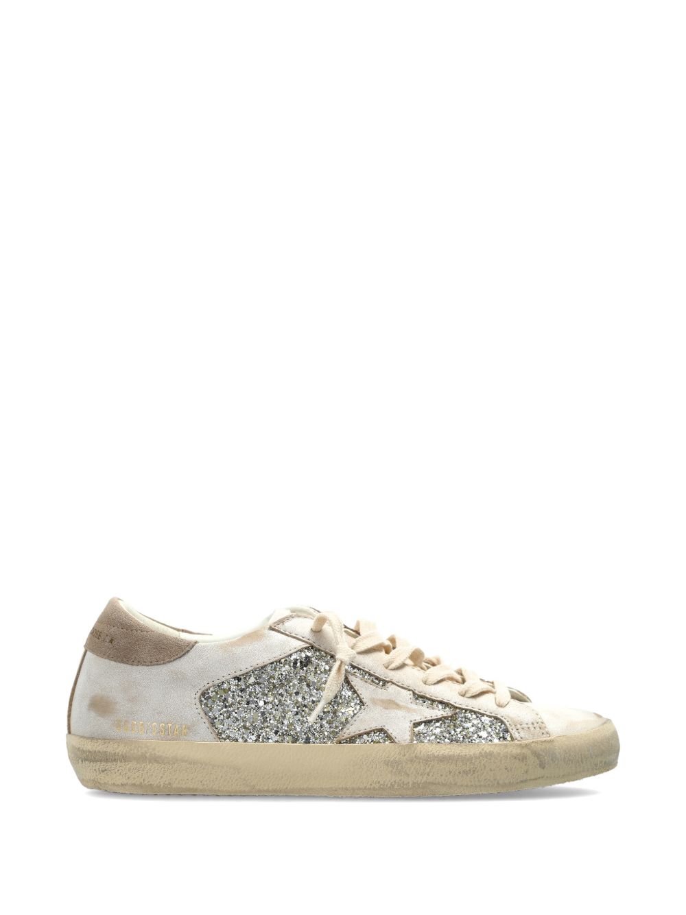 Sneakers super star glitter in avorio e argento golden goose - donna 