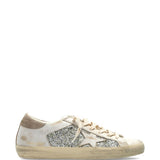 Sneakers super star glitter in avorio e argento golden goose - donna 