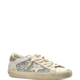 Sneakers super star glitter in avorio e argento golden goose - donna 
