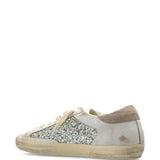 Sneakers super star glitter in avorio e argento golden goose - donna 