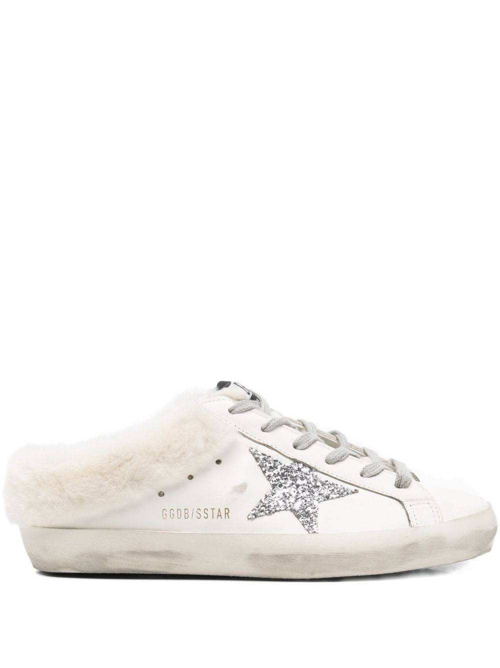 Mules con shearling super star in bianco 
