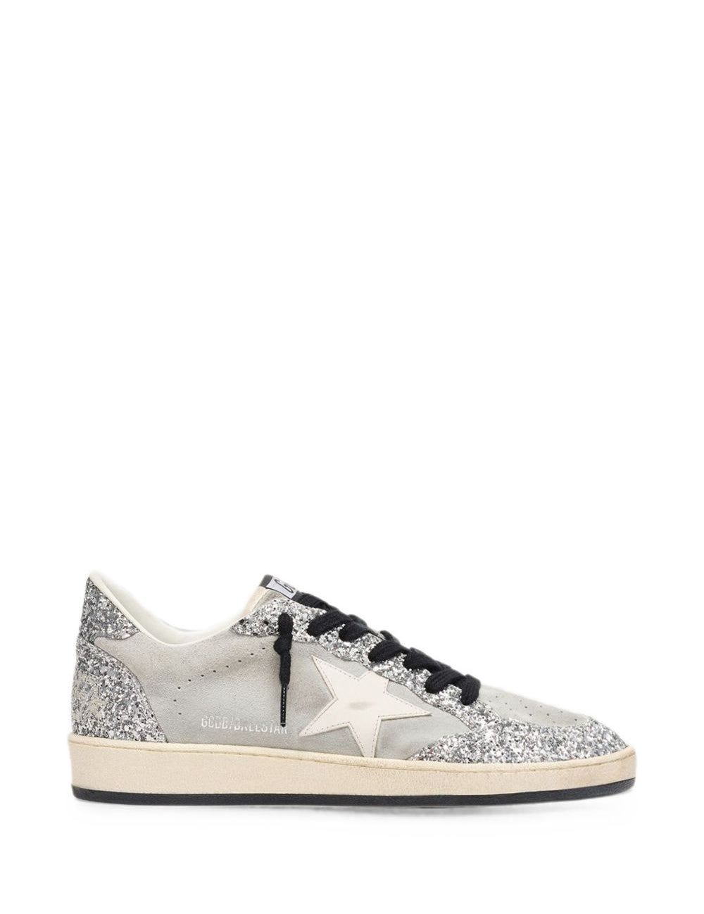 Sneakers ball star con glitter in argento 
