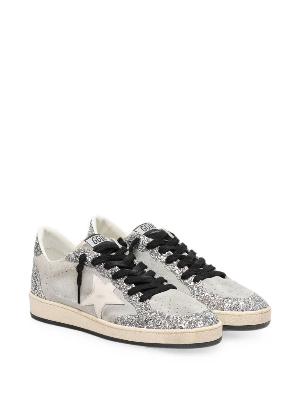 Sneakers ball star con glitter in argento 