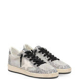 Sneakers ball star con glitter in argento 