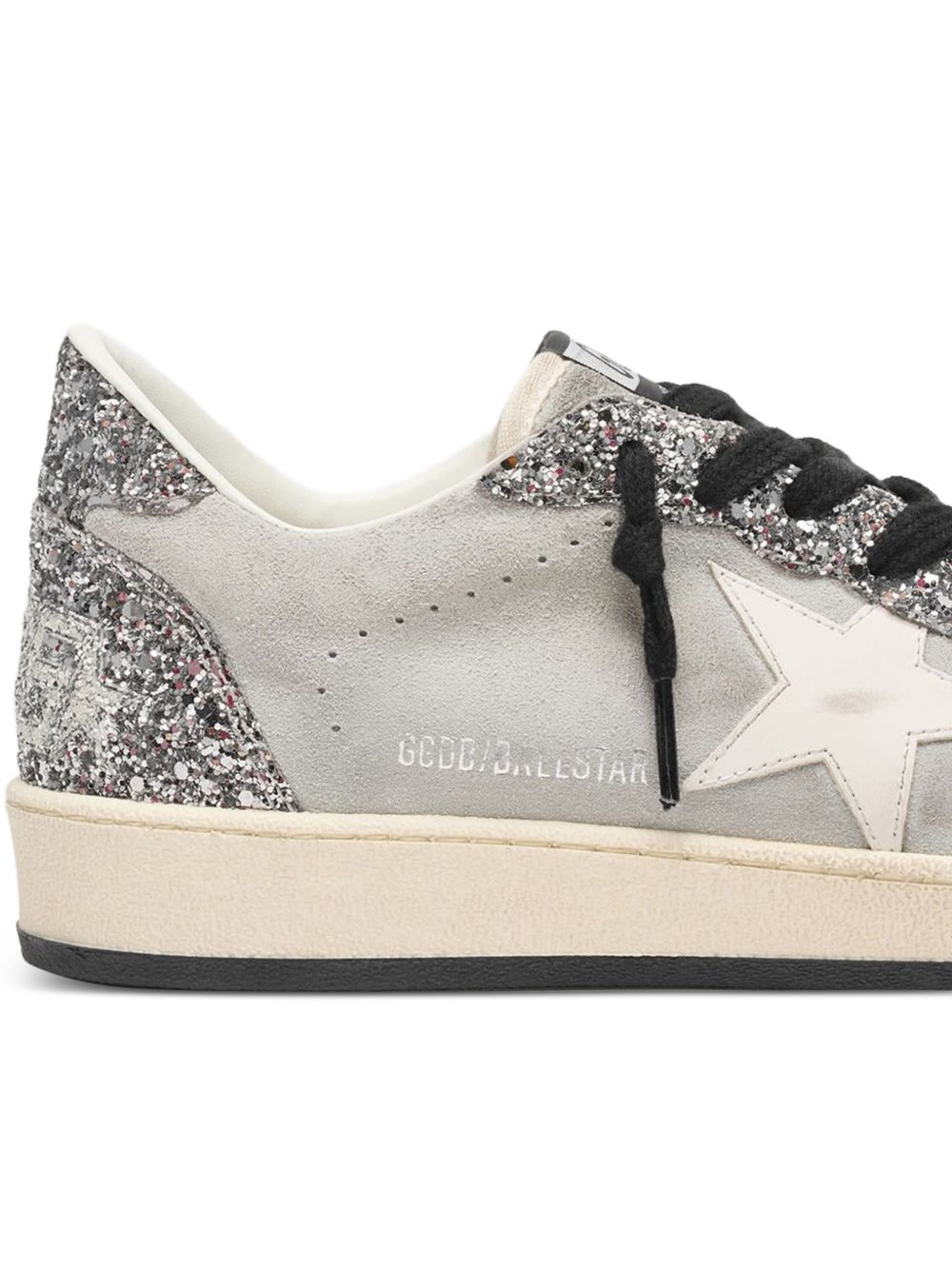 Sneakers ball star con glitter in argento 