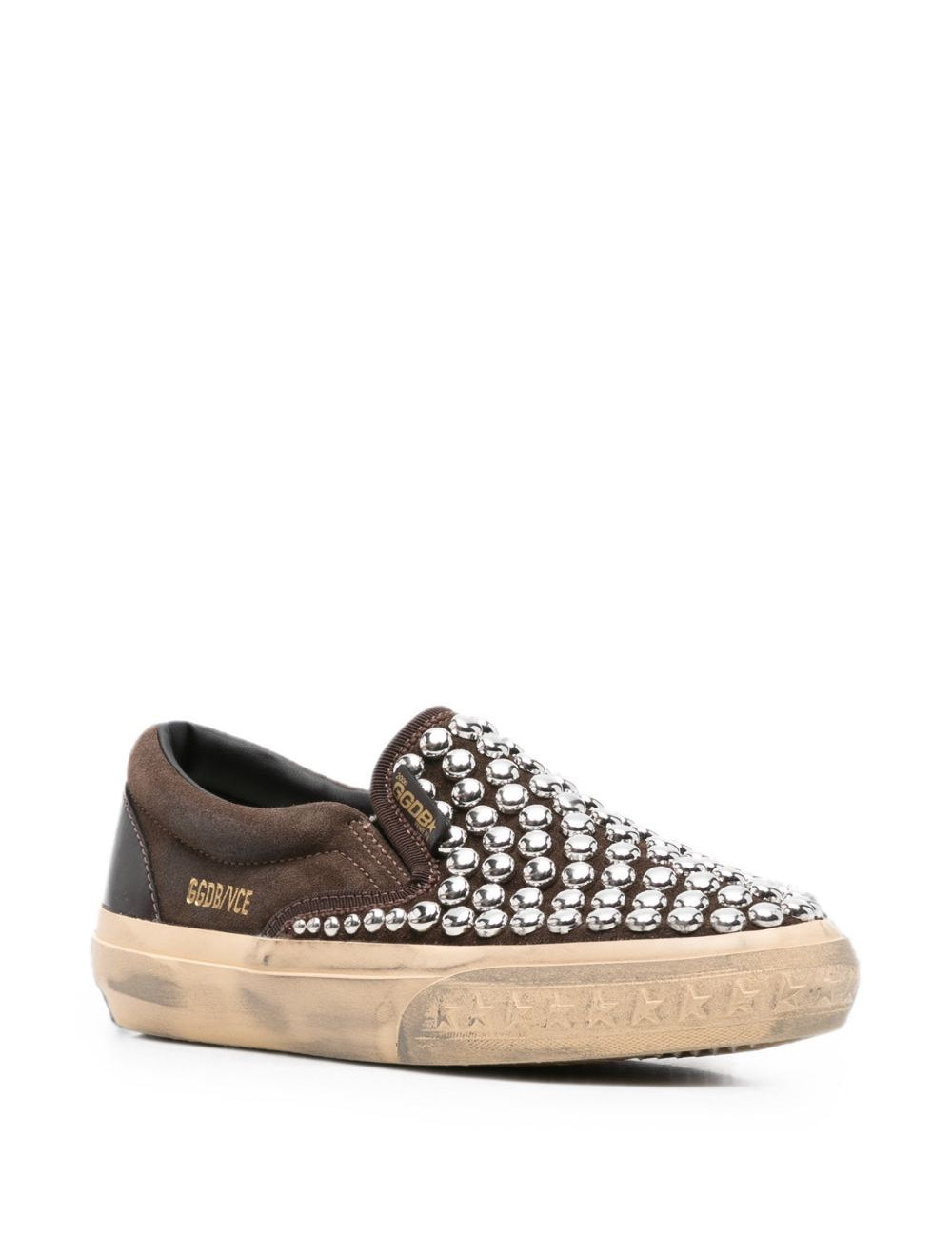 Sneakers VCE con borchie in marrone 