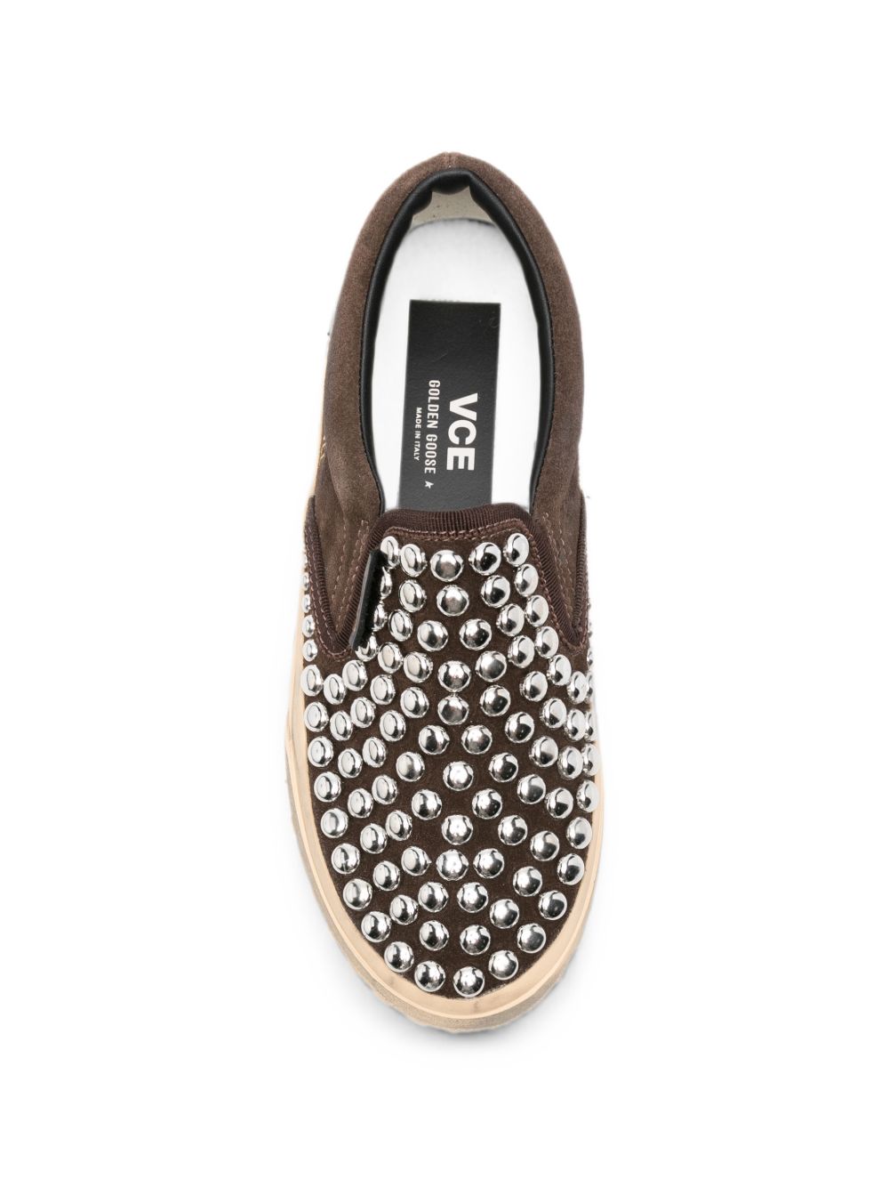 Sneakers VCE con borchie in marrone 