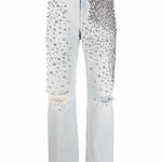 Jeans a vita alta decorati con cristalli in celeste Golden goose - unisex 
