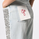 Jeans a vita alta decorati con cristalli in celeste Golden goose - unisex 