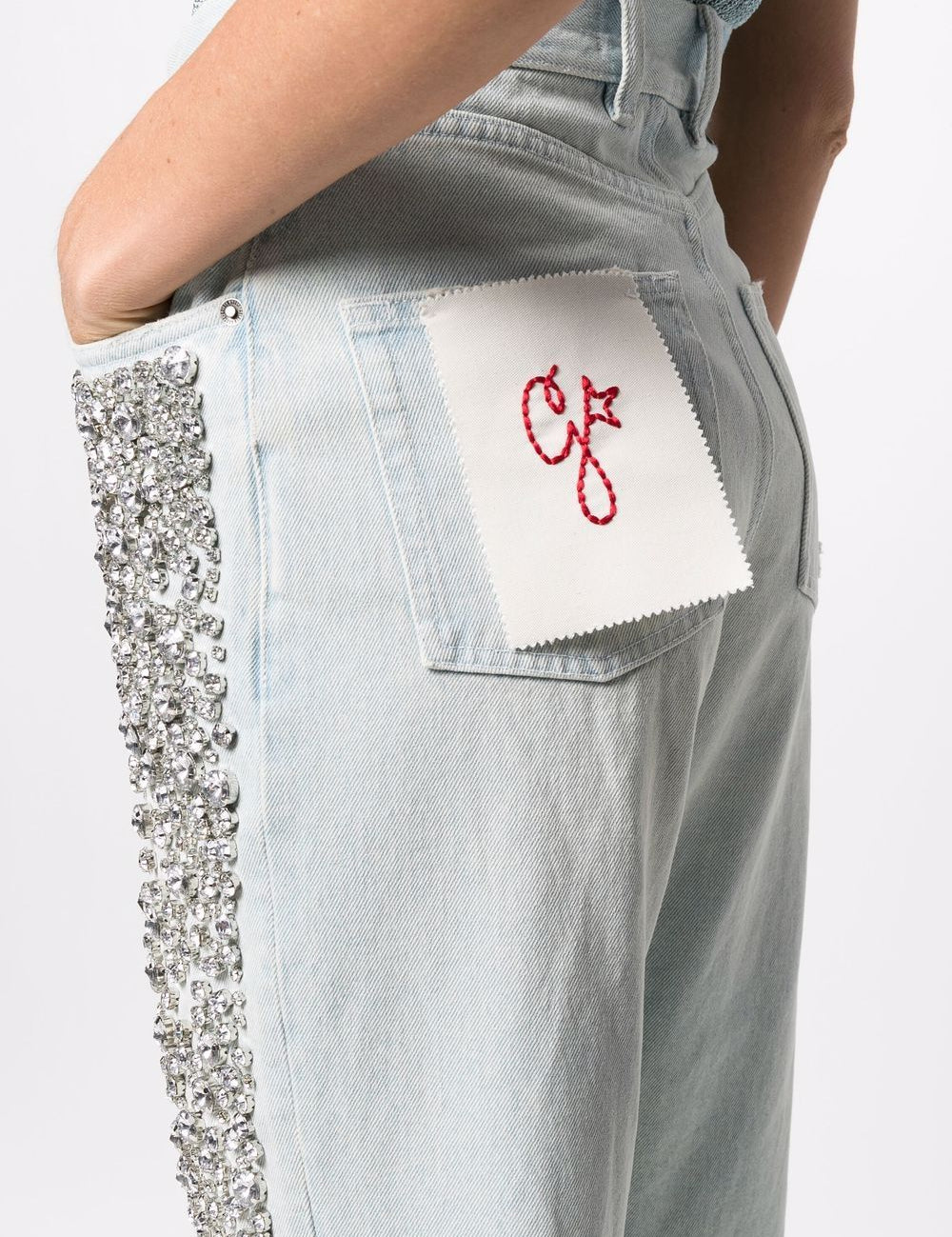 Jeans Kim con cristalli in azzurro 