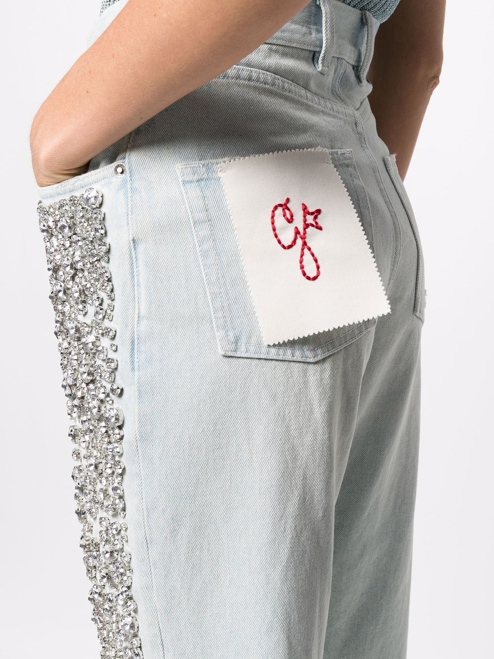 Jeans Kim con cristalli in azzurro 