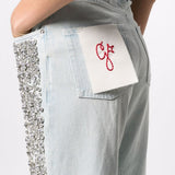 Jeans Kim con cristalli in azzurro 